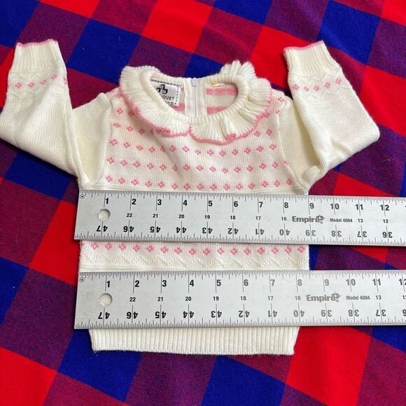 Petit Jouet VTG White Pink Blue Purple Flower Sweater Toddler See Measurements - Picture 8 of 11